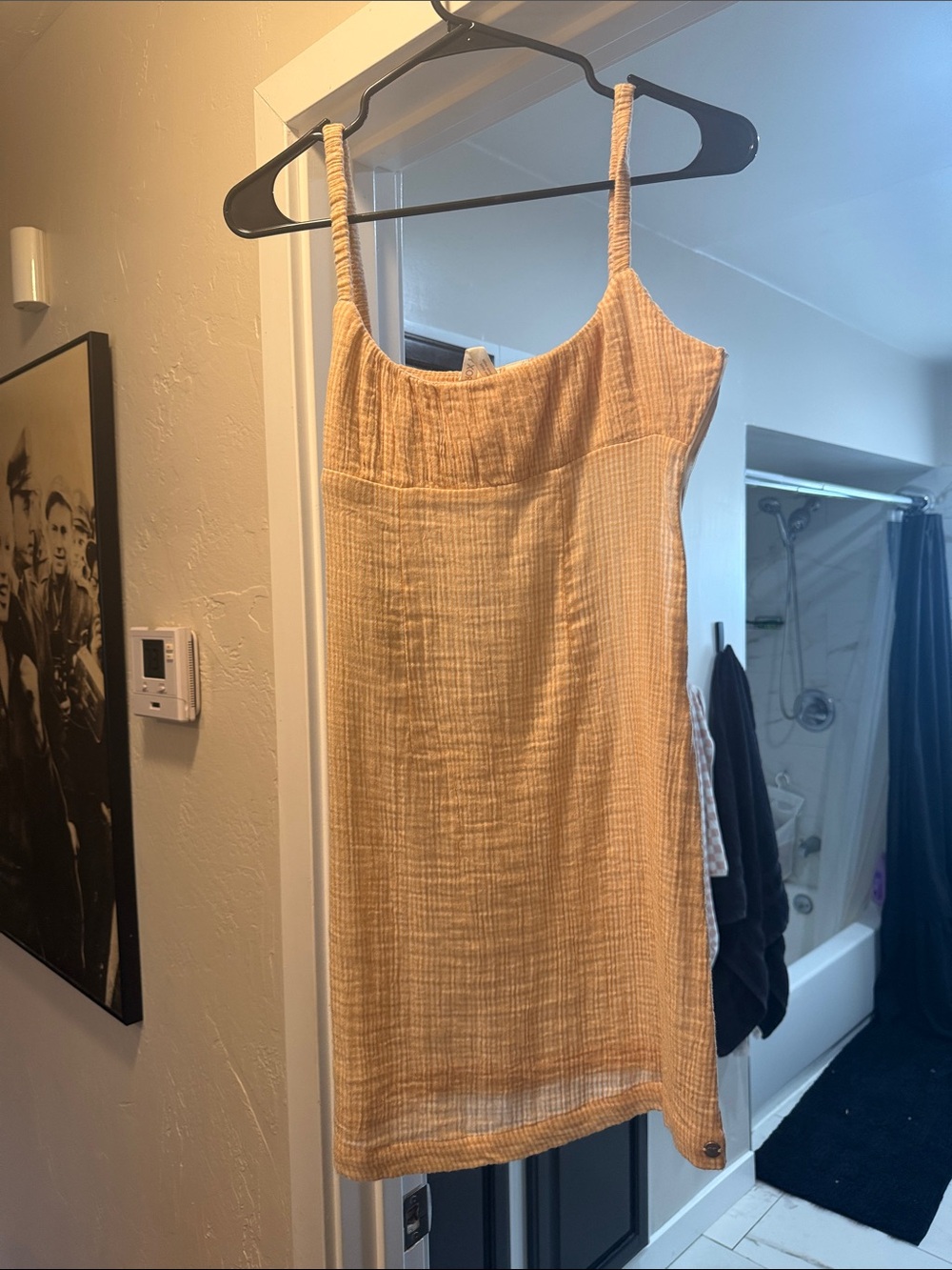 Roxy Beige Mini Sundress with Thin Straps